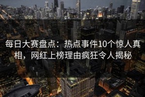 每日大赛盘点：热点事件10个惊人真相，网红上榜理由疯狂令人揭秘