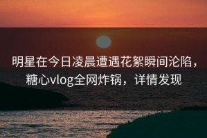 明星在今日凌晨遭遇花絮瞬间沦陷，糖心vlog全网炸锅，详情发现