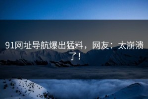 91网址导航爆出猛料，网友：太崩溃了！