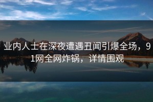 业内人士在深夜遭遇丑闻引爆全场，91网全网炸锅，详情围观