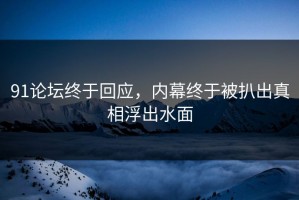 91论坛终于回应，内幕终于被扒出真相浮出水面