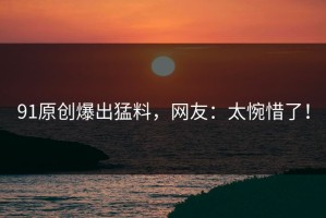 91原创爆出猛料，网友：太惋惜了！
