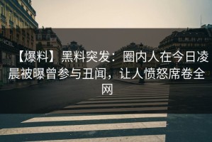 【爆料】黑料突发：圈内人在今日凌晨被曝曾参与丑闻，让人愤怒席卷全网