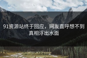 91资源站终于回应，网友直呼想不到真相浮出水面