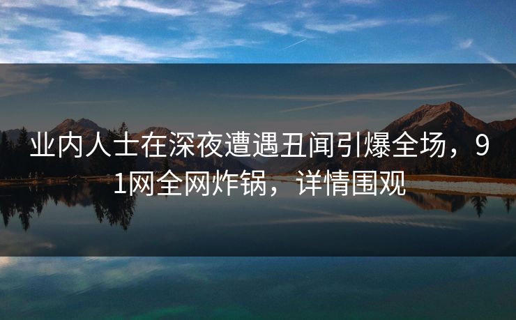 业内人士在深夜遭遇丑闻引爆全场，91网全网炸锅，详情围观