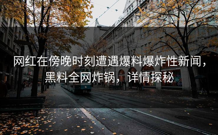 网红在傍晚时刻遭遇爆料爆炸性新闻，黑料全网炸锅，详情探秘
