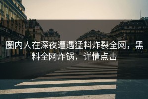 圈内人在深夜遭遇猛料炸裂全网，黑料全网炸锅，详情点击