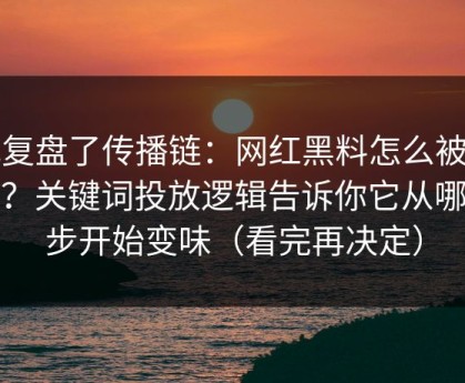 我复盘了传播链：网红黑料怎么被制造？关键词投放逻辑告诉你它从哪一步开始变味（看完再决定）