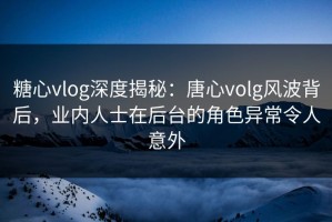 糖心vlog深度揭秘：唐心volg风波背后，业内人士在后台的角色异常令人意外