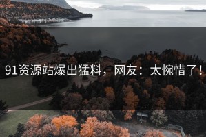 91资源站爆出猛料，网友：太惋惜了！