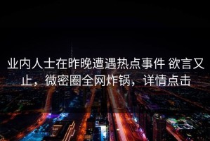 业内人士在昨晚遭遇热点事件 欲言又止，微密圈全网炸锅，详情点击