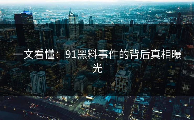 一文看懂：91黑料事件的背后真相曝光