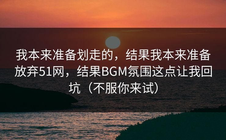 我本来准备划走的,结果我本来准备放弃51网,结果BGM氛围这点让我回坑(不服你来试) 我本来准备划走的,结果我本来准备放弃51网,结果BGM氛围这点让我回坑(不服你来试)